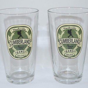 Nashville Cumberland Transit 16oz Beer Glass Tall Set of 2